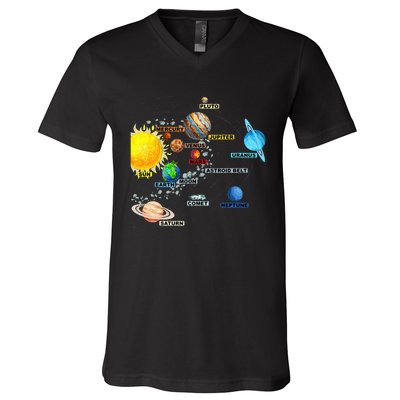 Solar System Planets Astronomy Space Science V-Neck T-Shirt