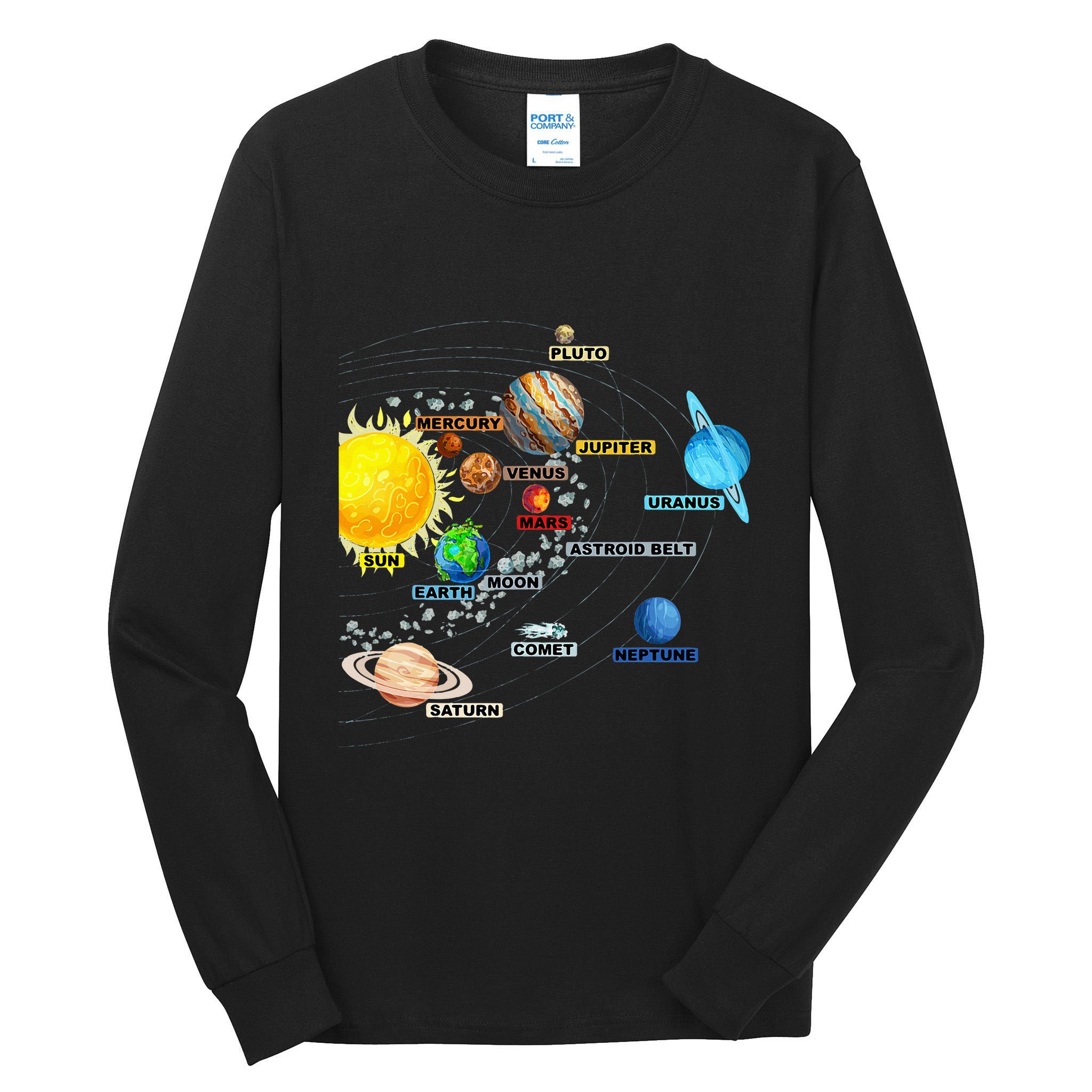 Solar System Planets Astronomy Space Science Tall Long Sleeve T-Shirt