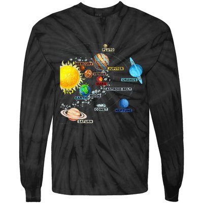 Solar System Planets Astronomy Space Science Tie-Dye Long Sleeve Shirt