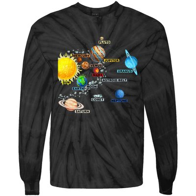 Solar System Planets Astronomy Space Science Tie-Dye Long Sleeve Shirt