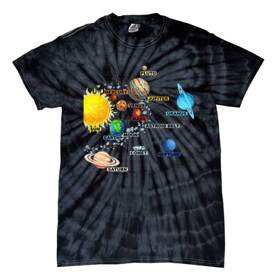 Solar System Planets Astronomy Space Science Tie-Dye T-Shirt