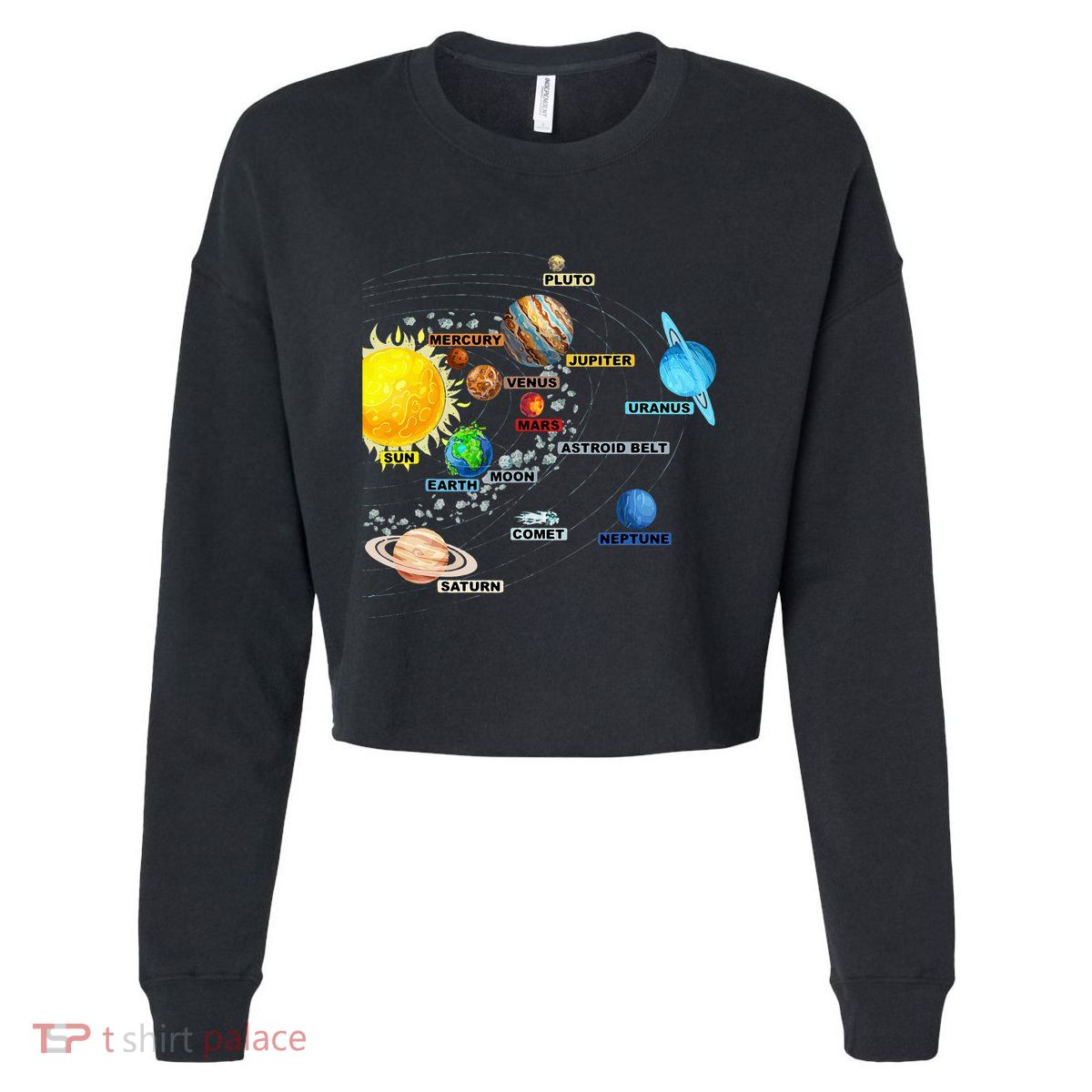 Solar System Planets Astronomy Space Science Cropped Pullover Crew