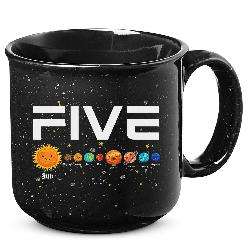 Solar System Planets Five 5 Years Old 5th Birthday Girl Boy 15oz Campfire Ceramic Mug