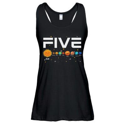 Solar System Planets Five 5 Years Old 5th Birthday Girl Boy Ladies Essential Flowy Tank