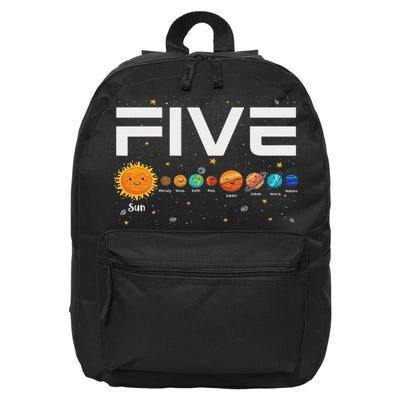 Solar System Planets Five 5 Years Old 5th Birthday Girl Boy 16 in Basic Backpack