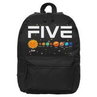 Solar System Planets Five 5 Years Old 5th Birthday Girl Boy 16 in Basic Backpack