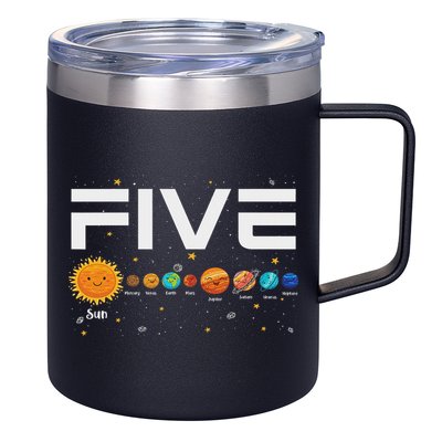 Solar System Planets Five 5 Years Old 5th Birthday Girl Boy 12oz Stainless Steel Coffee Mug