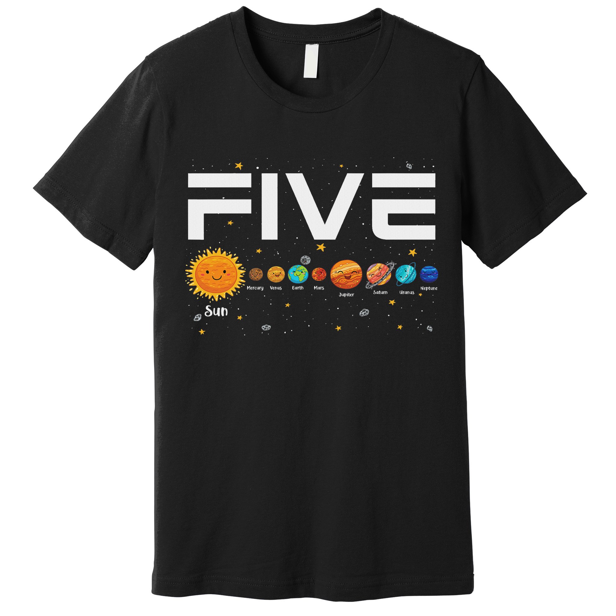 Solar System Planets Five 5 Years Old 5th Birthday Girl Boy Premium T-Shirt