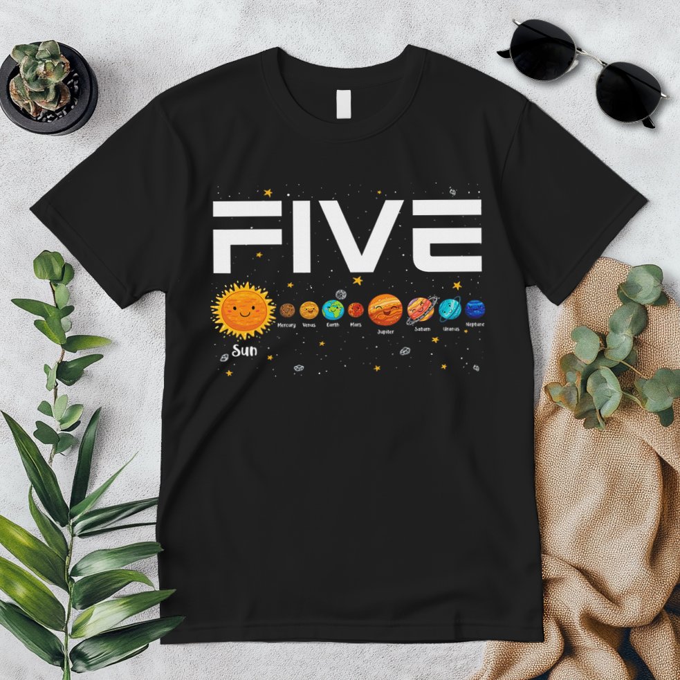 Solar System Planets Five 5 Years Old 5th Birthday Girl Boy Premium T-Shirt