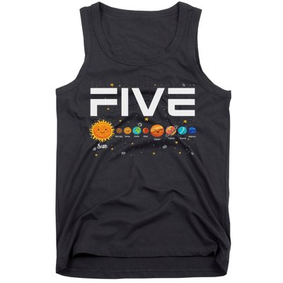 Solar System Planets Five 5 Years Old 5th Birthday Girl Boy Tank Top