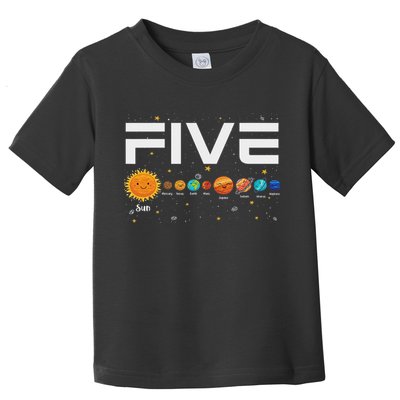 Solar System Planets Five 5 Years Old 5th Birthday Girl Boy Toddler T-Shirt