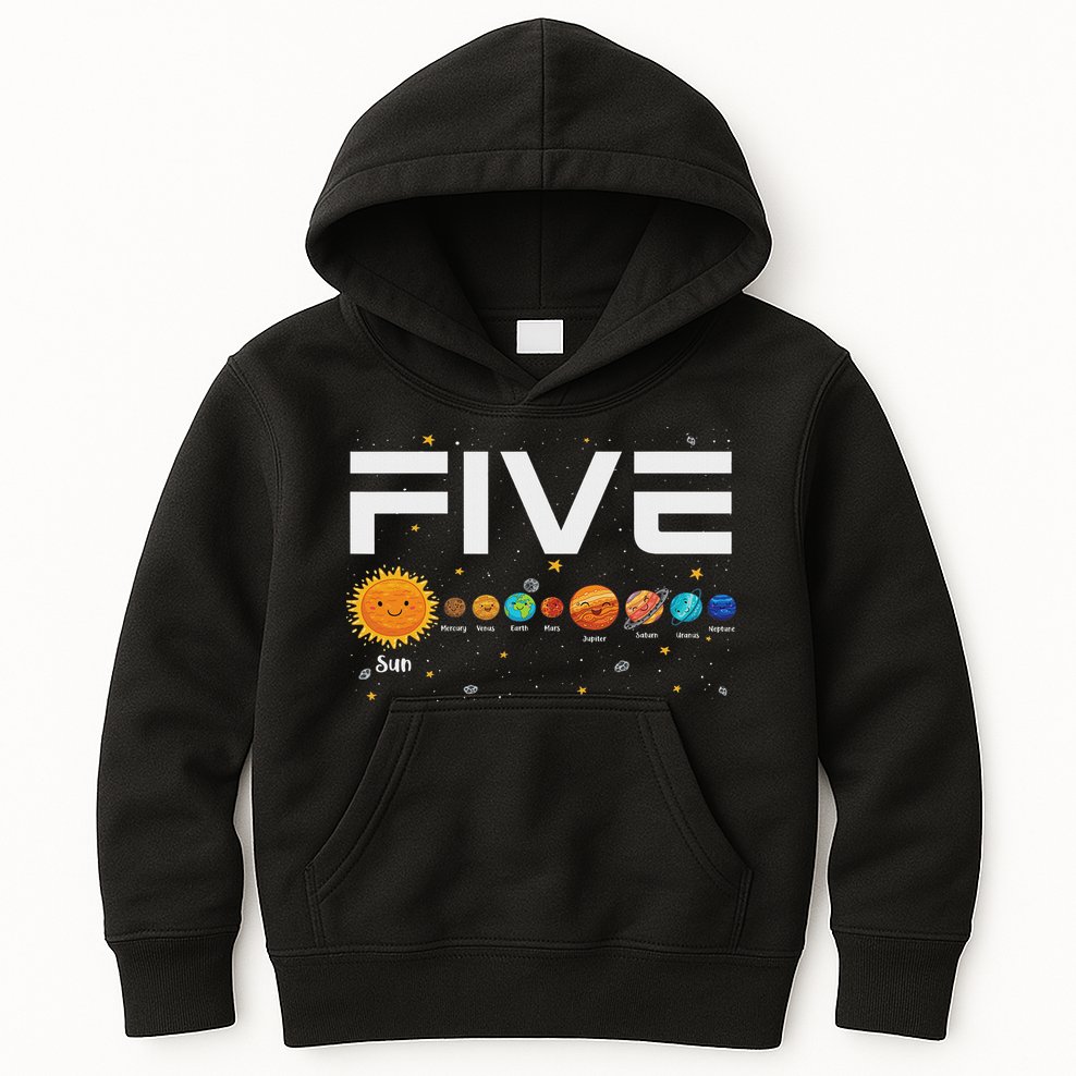 Solar System Planets Five 5 Years Old 5th Birthday Girl Boy Kids Hoodie