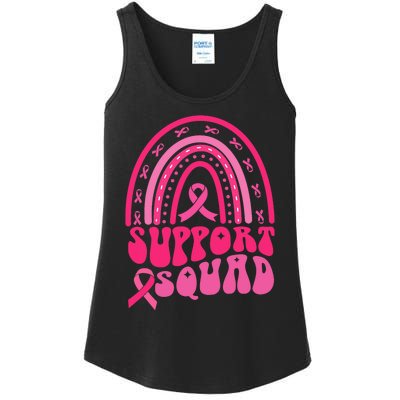 Support Squad Pink Rainbow Ribbon Breast Cancer Awareness Ladies Essential Tank