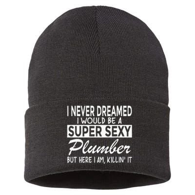 Super Sexy Plumber Funny Plumbing Sustainable Knit Beanie