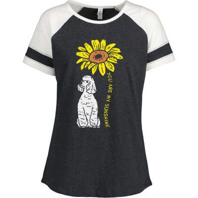 Sunflower Sunshine Poodle Dog Lover Owner Enza Ladies Jersey Colorblock Tee