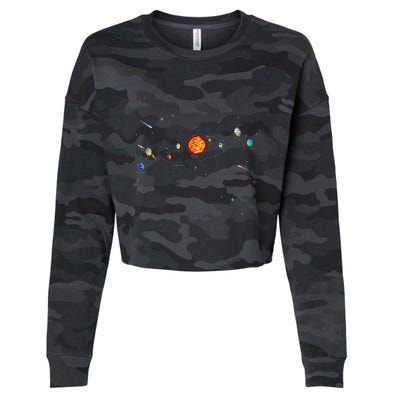 Solar System Planets Orbit Educational Astrology Cropped Pullover Crew