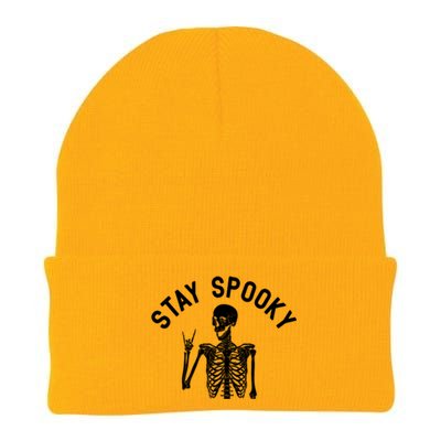 Stayspooky Skeleton Pocket Funny Skelton Halloween Costume Gift Knit Cap Winter Beanie