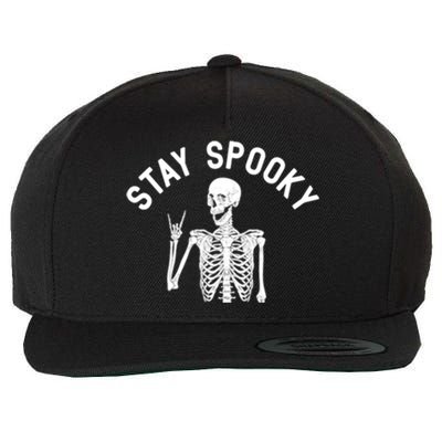 Stayspooky Skeleton Pocket Funny Skelton Halloween Costume Gift Wool Snapback Cap