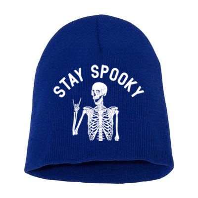 Stayspooky Skeleton Pocket Funny Skelton Halloween Costume Gift Short Acrylic Beanie