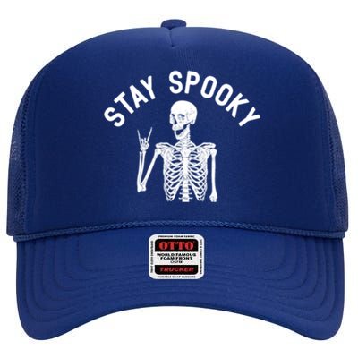 Stayspooky Skeleton Pocket Funny Skelton Halloween Costume Gift High Crown Mesh Back Trucker Hat