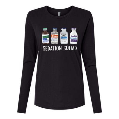 Sedation Squad Pharmacology Crna Icu Nurse Appreciation Gift Womens Cotton Relaxed Long Sleeve T-Shirt