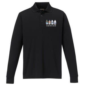 Sedation Squad Pharmacology Crna Icu Nurse Appreciation Gift Performance Long Sleeve Polo