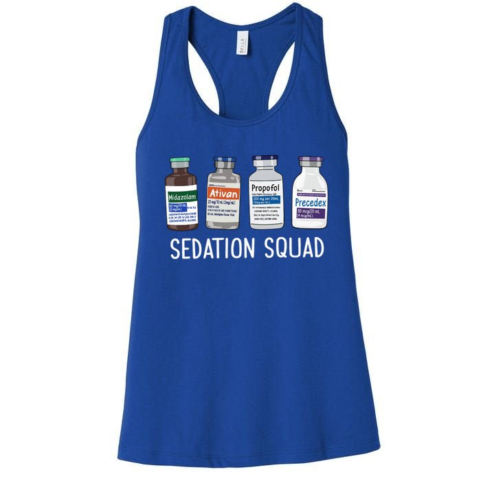 Sedation Squad Pharmacology Crna Icu Nurse Appreciation Gift Women's Racerback Tank