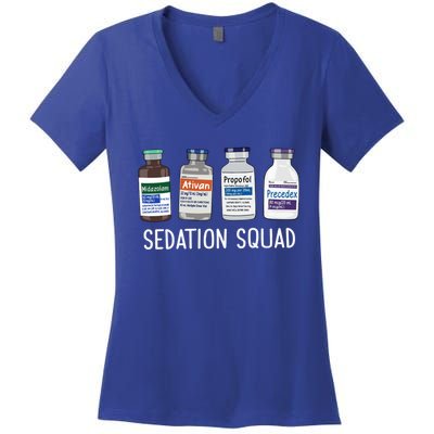 Sedation Squad Pharmacology Crna Icu Nurse Appreciation Gift Women's V-Neck T-Shirt