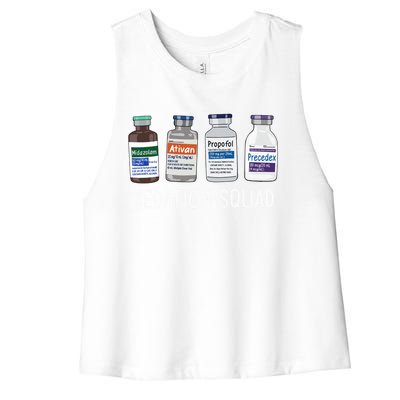 Sedation Squad Pharmacology Crna Icu Nurse Appreciation Gift Women's Racerback Cropped Tank