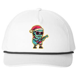 Santa Skeleton Play Guitar Guy Rocker Cute Gift Snapback Five-Panel Rope Hat