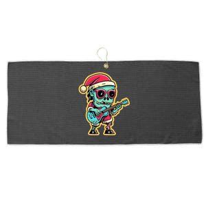 Santa Skeleton Play Guitar Guy Rocker Cute Gift Large Microfiber Waffle Golf Towel