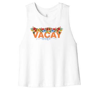 Sunshine Summer Palm Trees Beach Vibes Vacay Mode Cute Gift Women's Racerback Cropped Tank