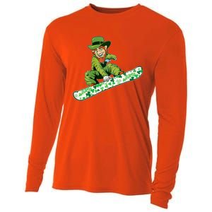 St Saint Patrick's Day Snowboard Leprechaun Snowboarding Great Gift Cooling Performance Long Sleeve Crew