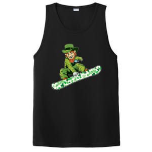 St Saint Patrick's Day Snowboard Leprechaun Snowboarding Great Gift PosiCharge Competitor Tank