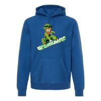 St Saint Patrick's Day Snowboard Leprechaun Snowboarding Great Gift Premium Hoodie