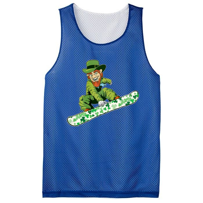 St Saint Patrick's Day Snowboard Leprechaun Snowboarding Great Gift Mesh Reversible Basketball Jersey Tank