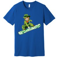 St Saint Patrick's Day Snowboard Leprechaun Snowboarding Great Gift Premium T-Shirt