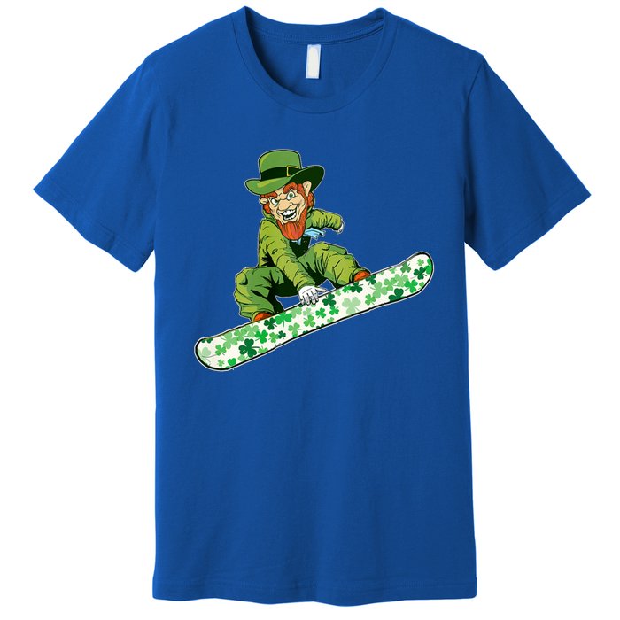 St Saint Patrick's Day Snowboard Leprechaun Snowboarding Great Gift Premium T-Shirt