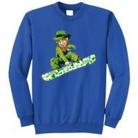 St Saint Patrick's Day Snowboard Leprechaun Snowboarding Great Gift Tall Sweatshirt