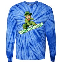 St Saint Patrick's Day Snowboard Leprechaun Snowboarding Great Gift Tie-Dye Long Sleeve Shirt