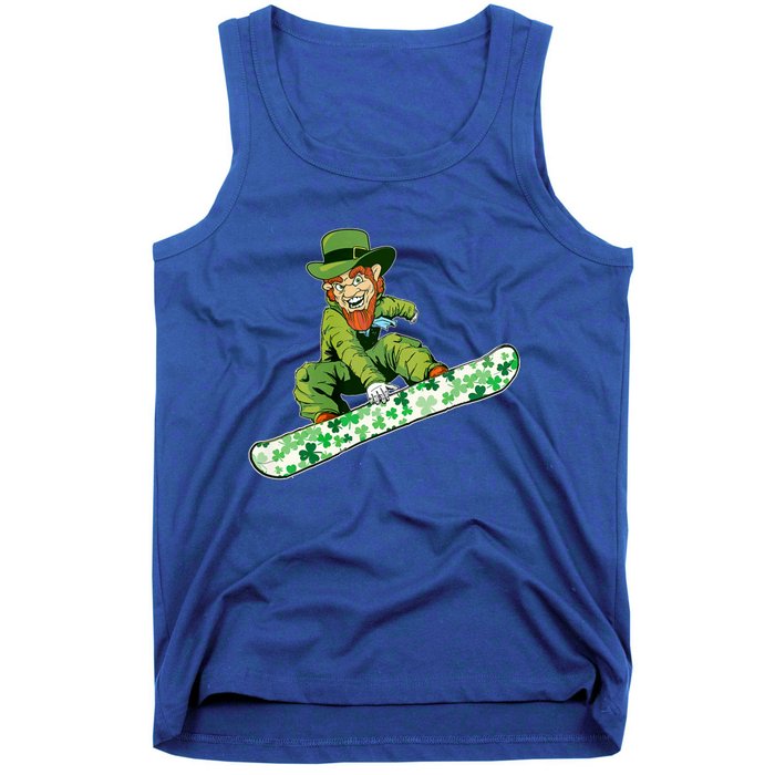 St Saint Patrick's Day Snowboard Leprechaun Snowboarding Great Gift Tank Top