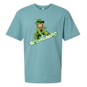 St Saint Patrick's Day Snowboard Leprechaun Snowboarding Great Gift Sueded Cloud Jersey T-Shirt