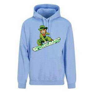 St Saint Patrick's Day Snowboard Leprechaun Snowboarding Great Gift Unisex Surf Hoodie