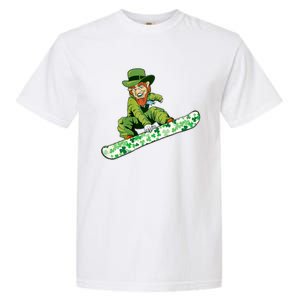 St Saint Patrick's Day Snowboard Leprechaun Snowboarding Great Gift Garment-Dyed Heavyweight T-Shirt