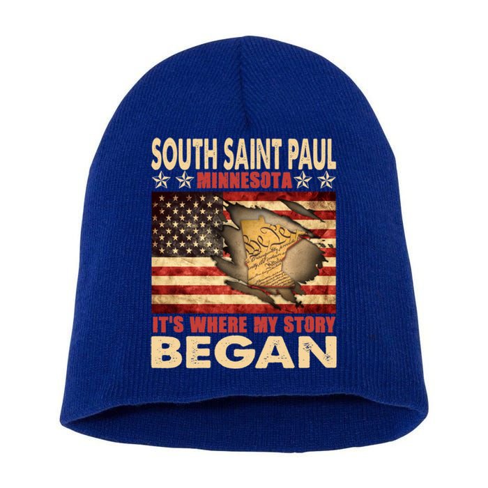 South Saint Paul Minnesota Usa Flag 4th Of July Gift Short Acrylic Beanie