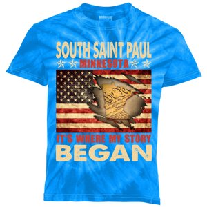 South Saint Paul Minnesota Usa Flag 4th Of July Gift Kids Tie-Dye T-Shirt