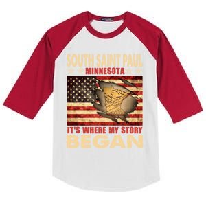 South Saint Paul Minnesota Usa Flag 4th Of July Gift Kids Colorblock Raglan Jersey