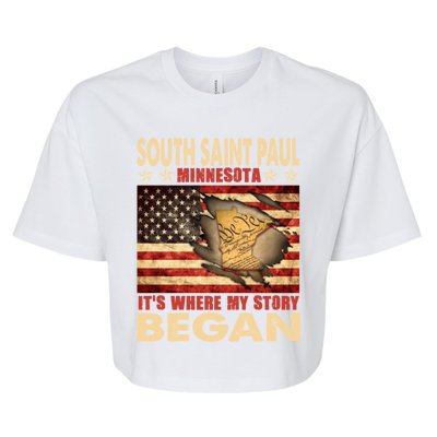 South Saint Paul Minnesota Usa Flag 4th Of July Gift Bella+Canvas Jersey Crop Tee