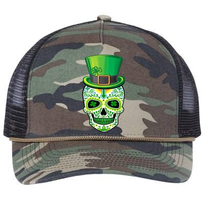 Skull St Patricks Day Irish Funny Saint Patricks Day Of Dead Retro Rope Trucker Hat Cap