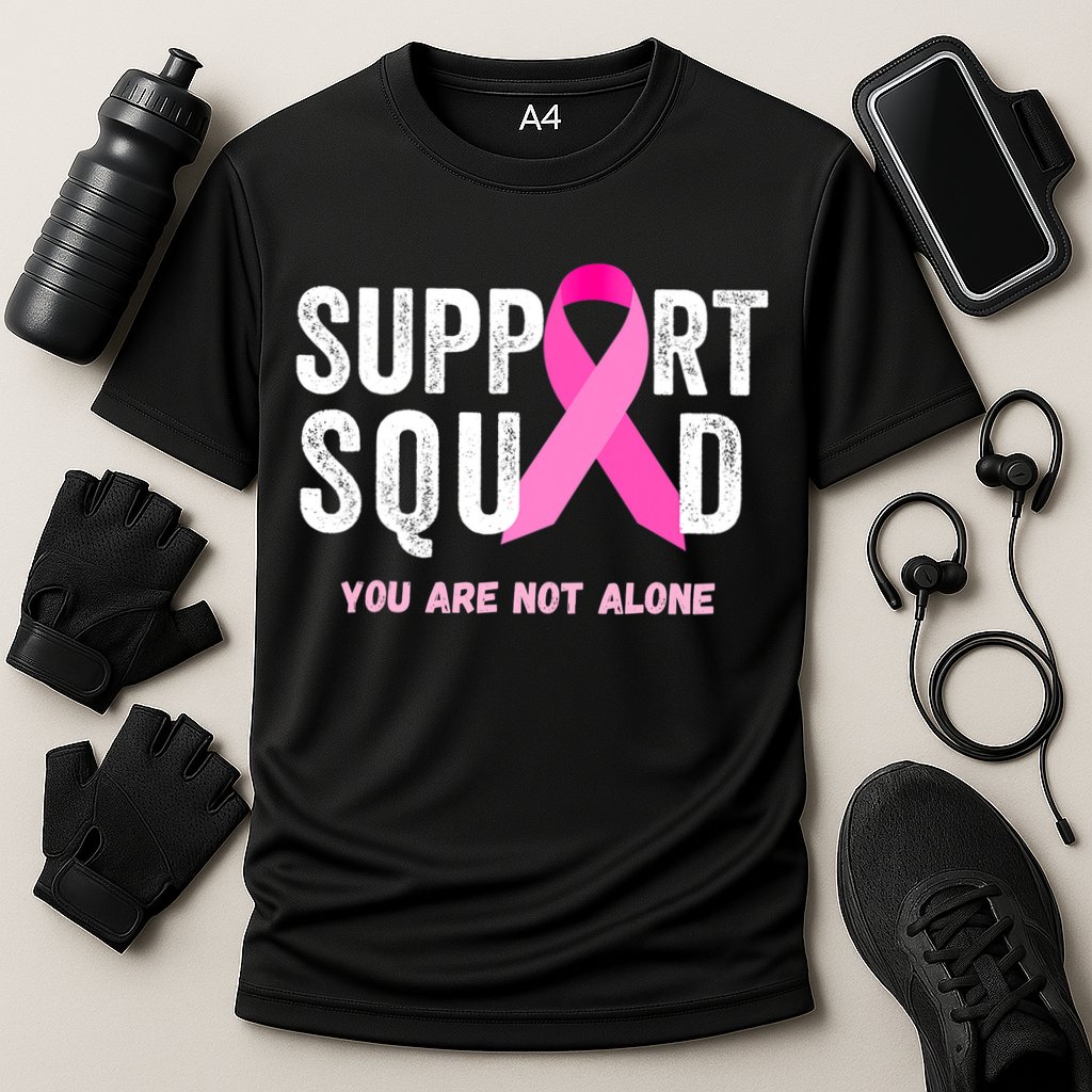Support Squad Pink Ribbon Breast Cancer Awareness Cooling Performance Crew T-Shirt